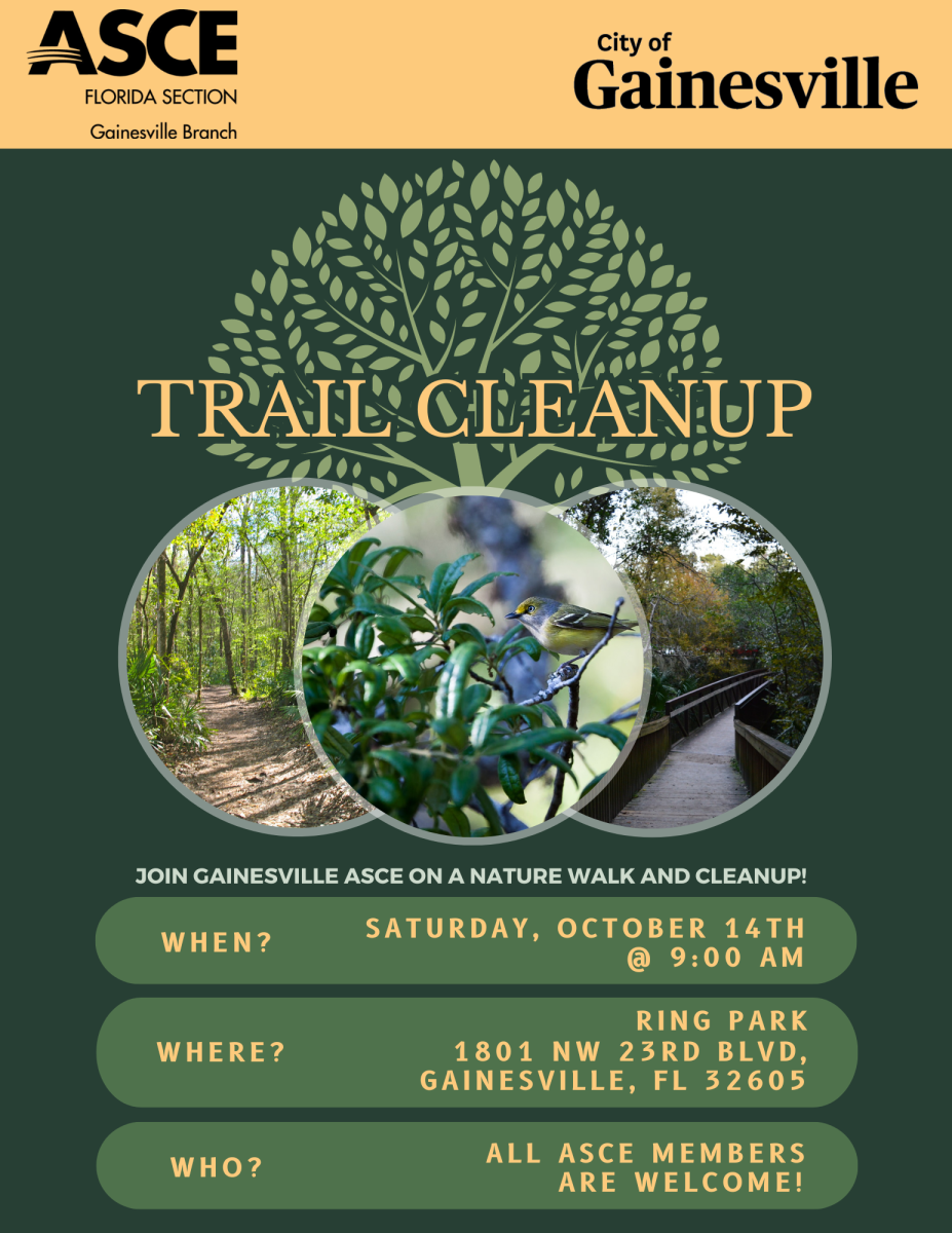 Flyer for the Trail Clean Up Event, more details can be found on the page.