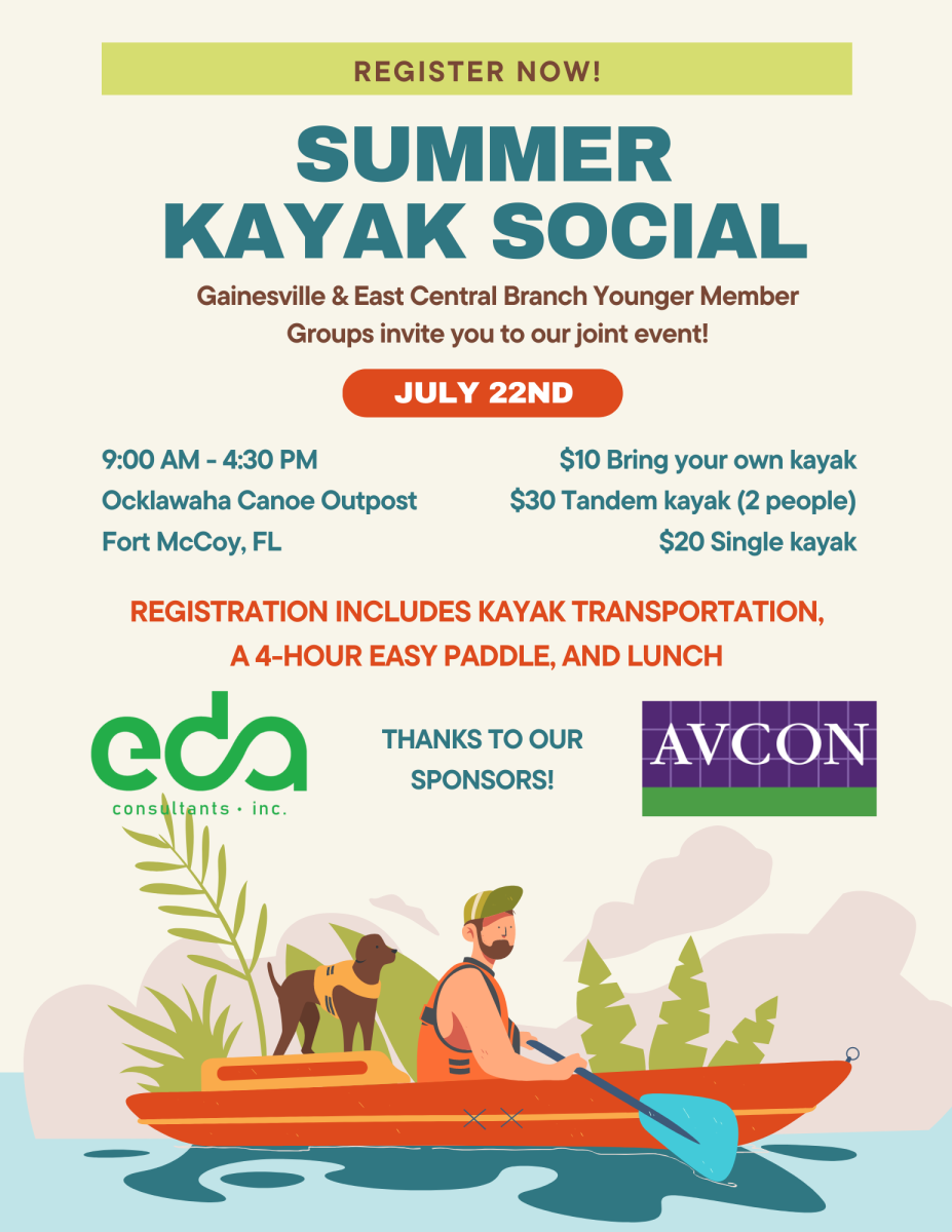 Flyer for the ASCE YMG Joint Kayak Social, more information can be found in the written description.