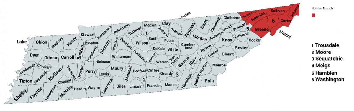 Map of Holston part of Tennessee